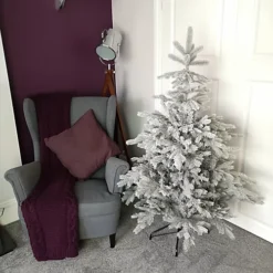 150cm 5ft Grey Frosted Grandis Fir PE / PVC Mix Hinged Festive Christmas Tree 1038 Tips