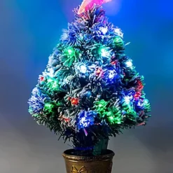 2Ft/60cm Frosted Tips 8 Modes Fibre Optic Christmas Tree LED Pre-Lit