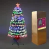 5Ft/150cm Frosted Tips 8 Modes Fibre Optic Christmas Tree LED Pre-Lit