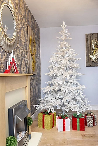 5FT Prelit White Bavarian Pine Snow White Christmas Tree White LEDs 4 5FT Prelit White Bavarian Pine Snow White Christmas Tree White LEDs - Image 4