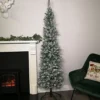 6.5ft (2m) Premier Snow Flocked PVC Spruce Pine Slim Christmas Tree In Green