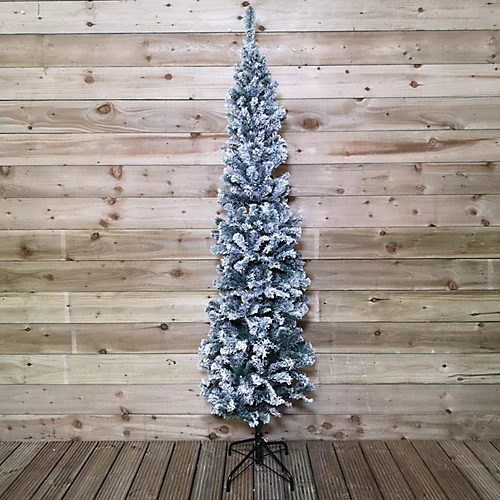 6.5ft (2m) Premier Snow Flocked PVC Spruce Pine Slim Christmas Tree In Green 2 6.5ft (2m) Premier Snow Flocked PVC Spruce Pine Slim Christmas Tree In Green - Image 2