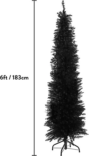 6 FT Slimline Artificial Christmas Tree 560 Tips Full Tree Easy To Assemble With Solid Stand, Xmas Home Decor Tall 1.8m Black 4 6 FT Slimline Artificial Christmas Tree 560 Tips Full Tree Easy To Assemble With Solid Stand, Xmas Home Decor Tall 1.8m Black - Image 4