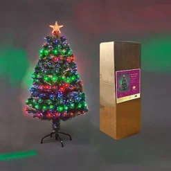 6Ft/180cm Multicolour 8 Modes Fibre Optic Christmas Tree LED Pre-Lit