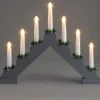 7 LED Wooden Christmas Candle Bridge Battery Operated Indoor Xmas Festive Pre-Lit Warm White Light Window Decoration Arch Black