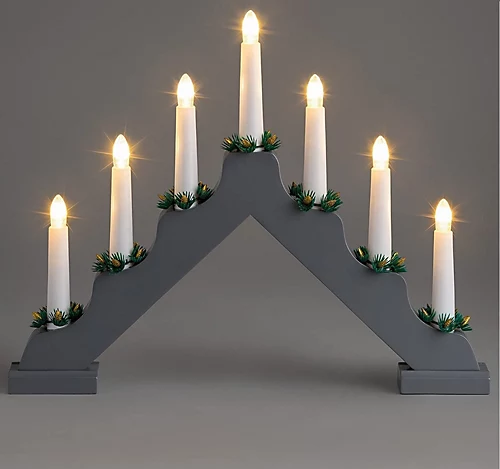 7 LED Wooden Christmas Candle Bridge Battery Operated Indoor Xmas Festive Pre-Lit Warm White Light Window Decoration Arch Black 3 7 LED Wooden Christmas Candle Bridge Battery Operated Indoor Xmas Festive Pre-Lit Warm White Light Window Decoration Arch Black - Image 3