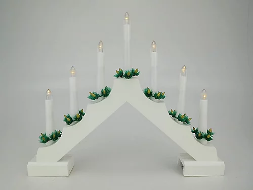 7 LED Wooden Christmas Candle Bridge Battery Operated Indoor Xmas Festive Pre-Lit Warm White Light Window Decoration Arch 2 7 LED Wooden Christmas Candle Bridge Battery Operated Indoor Xmas Festive Pre-Lit Warm White Light Window Decoration Arch - Image 2