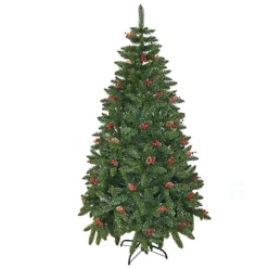 7FT Green Elegant Pine & Berries Christmas Tree