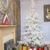 7FT Prelit Bavarian Pine Snow White Christmas Tree White LEDs