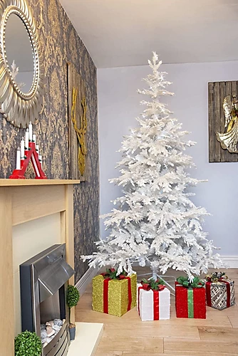 7FT Prelit Bavarian Pine Snow White Christmas Tree White LEDs 1 7FT Prelit Bavarian Pine Snow White Christmas Tree White LEDs