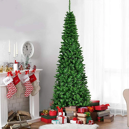 8FT Prelit Green Pencil Christmas Tree White LEDs 2 8FT Prelit Green Pencil Christmas Tree White LEDs - Image 2