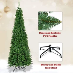 8FT Prelit Green Pencil Christmas Tree White LEDs 7 8FT Prelit Green Pencil Christmas Tree White LEDs -Outlet Christmas Decor Store 8ft prelit green pencil christmas tree white leds5056141037745 04c MP
