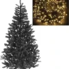 8FT Prelit Jet Black Alaskan Pine Christmas Tree Warm White LEDs