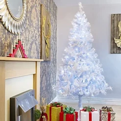 8FT Prelit White Alaskan Pine Christmas Tree Cool White LEDs