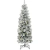 Abaseen 6FT Pre Lit Snow Tipped Pencil Slim Artificial Christmas Tree 170LEDs, Xmas Tree 555 Tips Easy Assembly