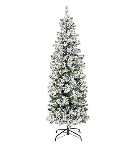 Abaseen 6FT Pre Lit Snow Tipped Pencil Slim Artificial Christmas Tree 170LEDs, Xmas Tree 555 Tips Easy Assembly 1 Abaseen 6FT Pre Lit Snow Tipped Pencil Slim Artificial Christmas Tree 170LEDs, Xmas Tree 555 Tips Easy Assembly