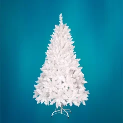 Abaseen 6FT White Artificial Christmas Tree, 800 Tips Xmas Tree Easy Assembly Foldable Reusable Strong Stand, Indoor Outdoor Dec