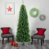 Abaseen 7FT Green Pencil Slim Artificial Christmas Tree, Xmas Tree 620 Tips Easy Assembly Foldable Reusable Strong Metal Stand,