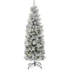 Abaseen 7FT Green Prelit Pencil Slim Snow Tipped Artificial Christmas Tree 820 Tips, 220 LEDs Xmas Tree
