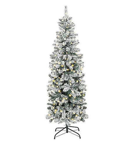 Abaseen 7FT Green Prelit Pencil Slim Snow Tipped Artificial Christmas Tree 820 Tips, 220 LEDs Xmas Tree 1 Abaseen 7FT Green Prelit Pencil Slim Snow Tipped Artificial Christmas Tree 820 Tips, 220 LEDs Xmas Tree