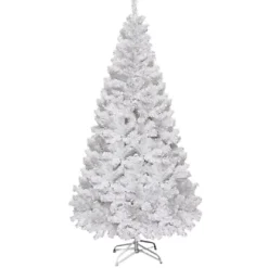 Abaseen - 7FT White Artificial Christmas Tree, 1000 Tips Xmas Tree Easy Assembly Foldable Reusable Strong Stand, Indoor Outdoor De