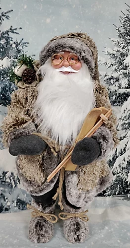 Alpine Santa Traditional Standing Father Christmas With Glasses Figurine 60cm 4 Alpine Santa Traditional Standing Father Christmas With Glasses Figurine 60cm - Image 4