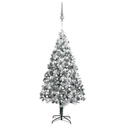 Outlet Christmas Decor Store 24 Berkfield Artificial Christmas Tree LEDs&Ball Set&Flocked Snow Green 400cm