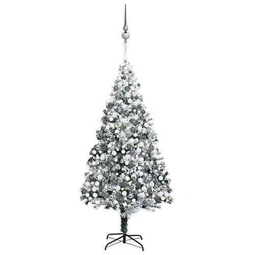 Berkfield Artificial Christmas Tree LEDs&Ball Set&Flocked Snow Green 400cm 1 Berkfield Artificial Christmas Tree LEDs&Ball Set&Flocked Snow Green 400cm