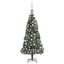 Berkfield Artificial Christmas Tree LEDs&Ball Set Green 120 Cm PVC&PE