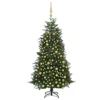 Berkfield Artificial Christmas Tree LEDs&Ball Set Green 210 Cm PVC&PE