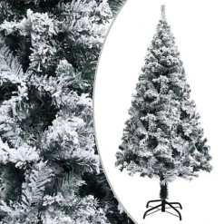 Berkfield Artificial Christmas Tree With Flocked Snow Green 120 Cm PVC
