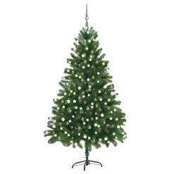 Berkfield Artificial Christmas Tree With LEDs&Ball Set 210 Cm Green