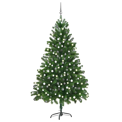 Berkfield Artificial Christmas Tree With LEDs&Ball Set 210 Cm Green 1 Berkfield Artificial Christmas Tree With LEDs&Ball Set 210 Cm Green