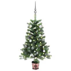 Berkfield Artificial Christmas Tree With LEDs&Ball Set 90 Cm Green