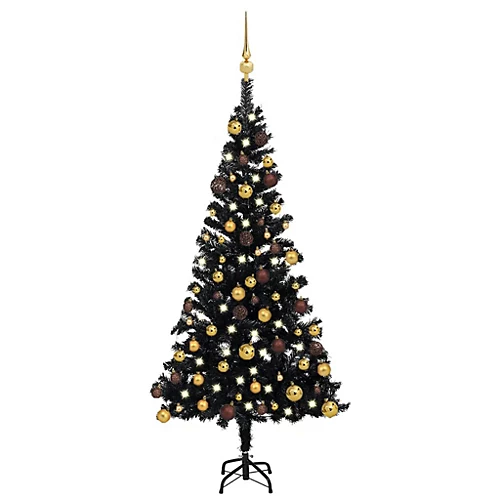 Berkfield Artificial Christmas Tree With LEDs&Ball Set Black 120 Cm PVC 1 Berkfield Artificial Christmas Tree With LEDs&Ball Set Black 120 Cm PVC