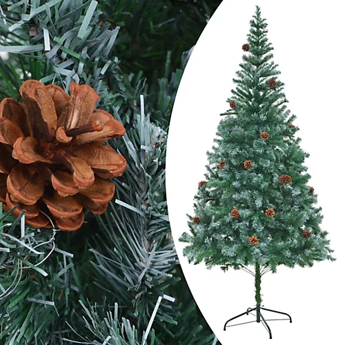 Berkfield Artificial Christmas Tree With LEDs&Ball Set&Pinecones 210 Cm 2 Berkfield Artificial Christmas Tree With LEDs&Ball Set&Pinecones 210 Cm - Image 2