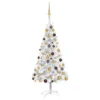 Berkfield Artificial Christmas Tree With LEDs&Ball Set Silver 120 Cm PET