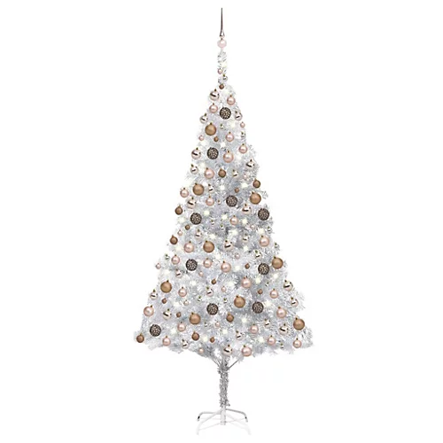 Berkfield Artificial Christmas Tree With LEDs&Ball Set Silver 240 Cm PET 1 Berkfield Artificial Christmas Tree With LEDs&Ball Set Silver 240 Cm PET