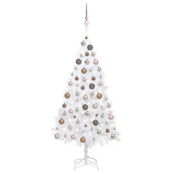 Berkfield Artificial Christmas Tree With LEDs&Ball Set White 120 Cm PVC