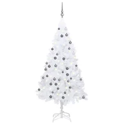 Berkfield Artificial Christmas Tree With LEDs&Ball Set White 150 Cm PVC