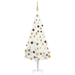 Berkfield Artificial Christmas Tree With LEDs&Ball Set White 150 Cm