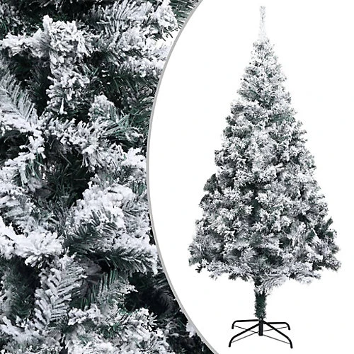 Berkfield Artificial Christmas Tree With LEDs&Flocked Snow Green 300cm PVC 2 Berkfield Artificial Christmas Tree With LEDs&Flocked Snow Green 300cm PVC - Image 2