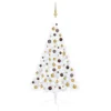 Berkfield Artificial Half Christmas Tree With LEDs&Ball Set White 120 Cm
