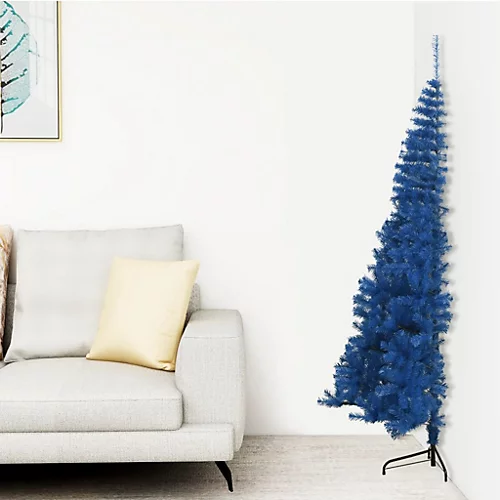 Berkfield Artificial Half Christmas Tree With Stand Blue 120 Cm PVC 1 Berkfield Artificial Half Christmas Tree With Stand Blue 120 Cm PVC