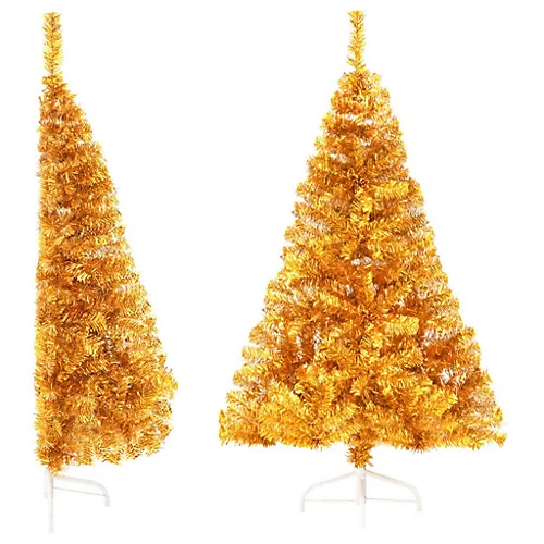 Berkfield Artificial Half Christmas Tree With Stand Gold 120 Cm PVC 2 Berkfield Artificial Half Christmas Tree With Stand Gold 120 Cm PVC - Image 2