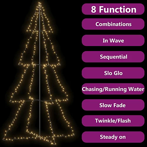 Berkfield Christmas Cone Tree 360 LEDs Indoor And Outdoor 143x250 Cm 3 Berkfield Christmas Cone Tree 360 LEDs Indoor And Outdoor 143x250 Cm - Image 3