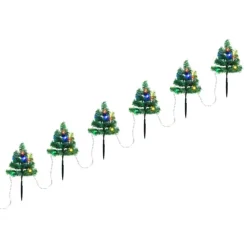Outlet Christmas Decor Store 12 Berkfield Christmas Pathway Trees 6 Pcs With Multicolour LEDs 45 Cm PVC