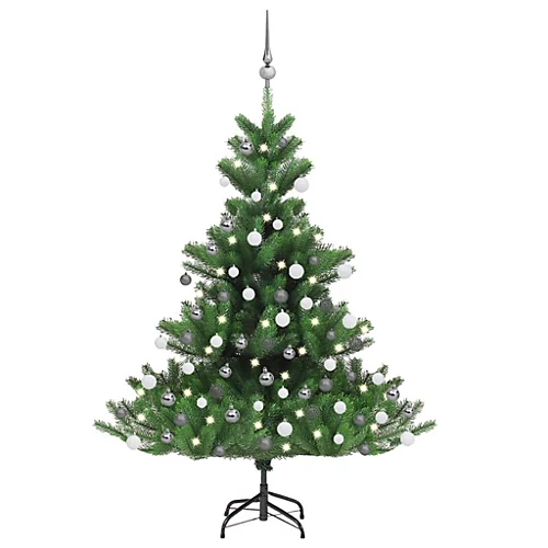 Berkfield Nordmann Fir Artificial Christmas Tree LED&Ball Set Green 120cm 1 Berkfield Nordmann Fir Artificial Christmas Tree LED&Ball Set Green 120cm