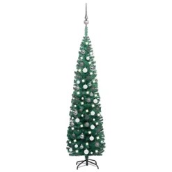 Berkfield Slim Artificial Christmas Tree With LEDs&Ball Set Green 180 Cm