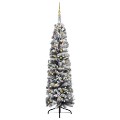 Berkfield Slim Artificial Christmas Tree With LEDs&Ball Set Green 240 Cm